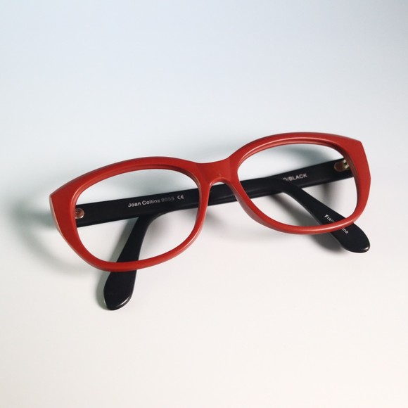 Joan Collins 9955 eyeglasses sunglasses cat eye frames red black N8 - Picture 3 of 8
